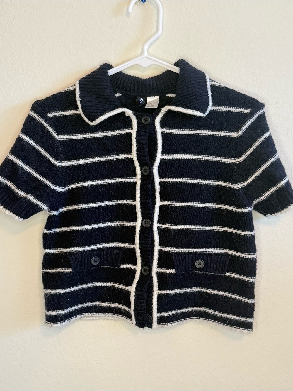 H&M Navy Striped Knit Cardigan Top